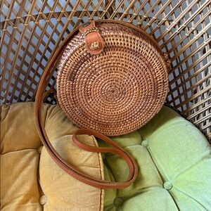Rattan Woven Round Crossbody Bag